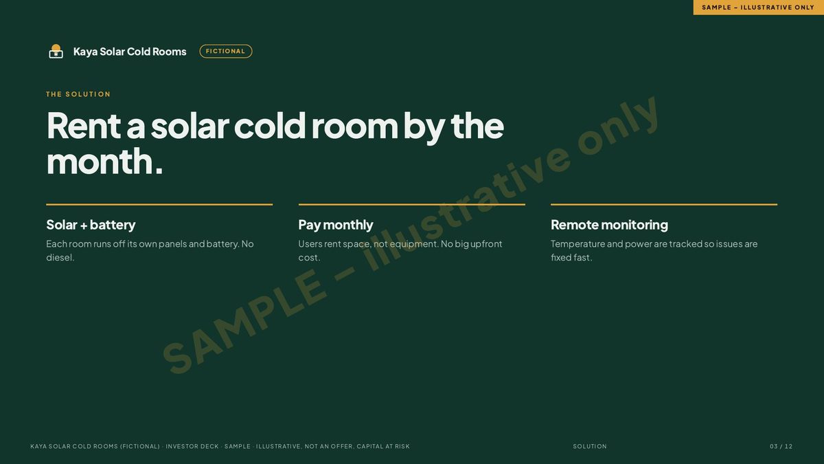The solution slide of the sample deck.