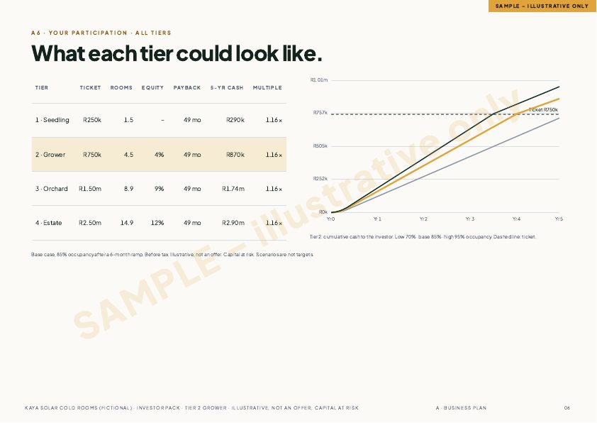 A page from the sample investor pack excerpt.